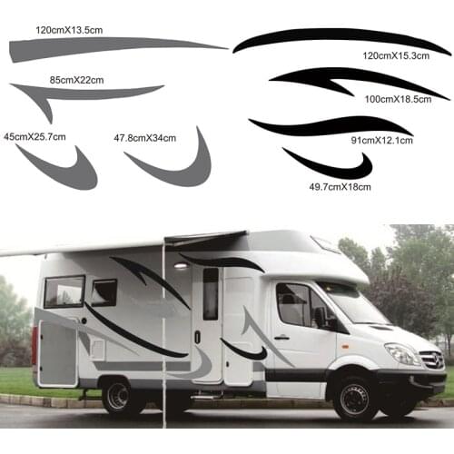 Hot 1 Pair Motorhome RV Sticker Graphic Auto Stickers for JDM SUV RV VAN (Black+Grey) Vinyl KK Vinyl Decals