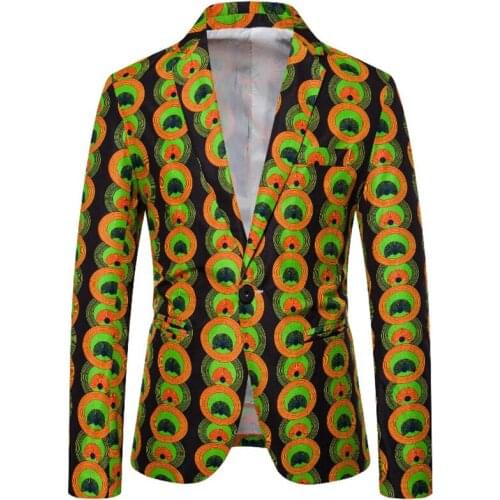 Malachite Green Printing Men Blazer Slim Fit Fashion Prom Party Mens Jacket Summer Men Suit Blazer Singer Stage Performance Coat