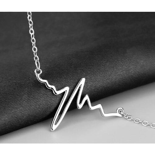 Fashion Simple Electrocardiogram Necklaces For Heartbeat ECG Pendant Chocker Jewelry Women Lover Gift