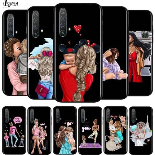 Fashion Super Baby Mom for OPPO Realme V15 X5 X3 X50 X7 X2 C17 C11 C3 C2 7 7i 6 6S 6i 5 Narzo 20 Pro Black Phone Case