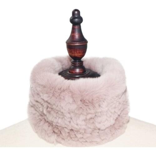 Real Rex Rabbit Fur Scarf Women Winter Handmade Stretch Knit Genuine Fur Headbands Girls Natural Rabbit Fur Ring Collar Scarves