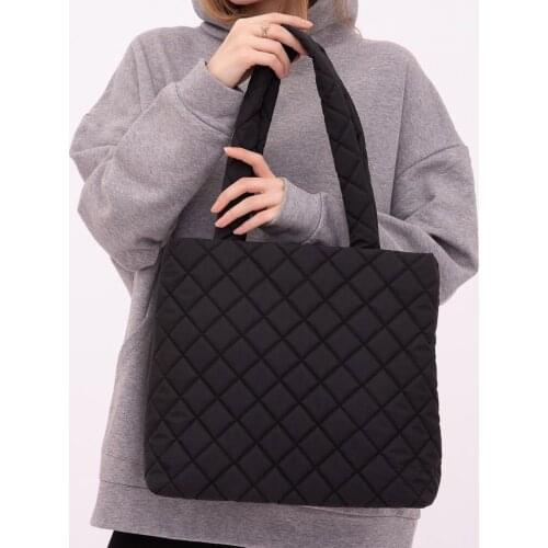 New Luxury Designer Womens Big Tote Bag Rhombus Check Shoulder Bags Large Capacity Ladies Handbags Nylon Shopper Bag 2021