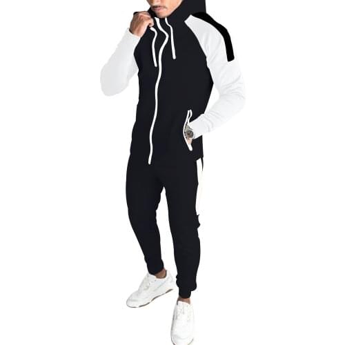 2021 New Autumn And Winter Mens Jogging Solid Color Sportswear + Trousers Suit Zipper Hoodie Fleece Warmth Fashion Casual Wear