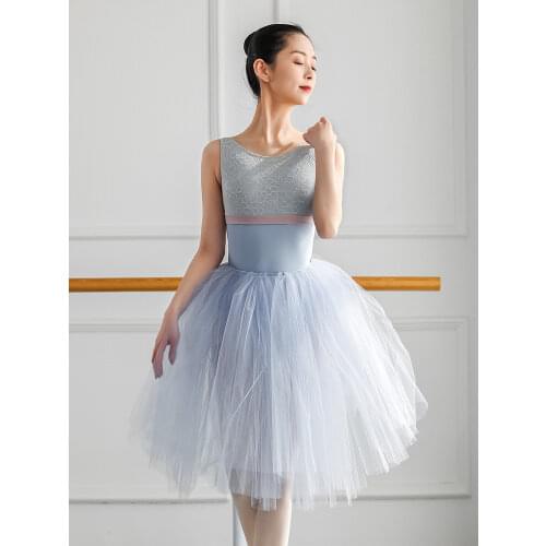 New Lace Ballet Leotard Female Adult Womens Ballerina Round Collar Girl Costume Ballet Suit Collision Color Gymnastics Clothes