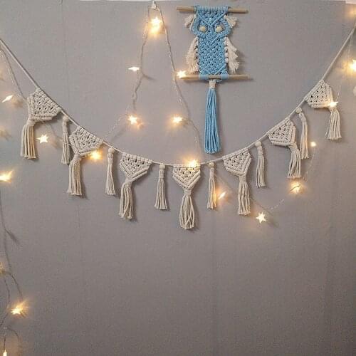 New Bohemian Banners Macrame Wall Hanging Tapestry Art Wall Accents Wood Beads Tassels Chic Boho Decor Dorm Room Home Decoration