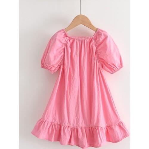 Keelorn Girls Solid Color Dresses New Fashion Kids Girl Ruffles Princess Vestidos Korean Style Children Summer Party Clothing