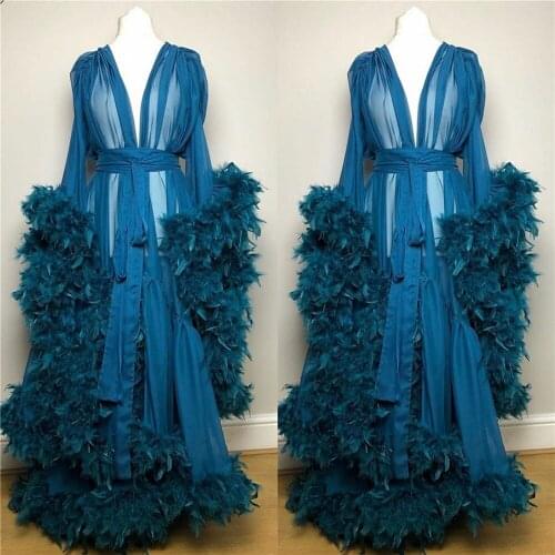 Sexy Bridal Bathrobe Navy Tiered Ruffles Long Lingerie Nightgown Pajamas Sleepwear Women Housecoat Nightrobe