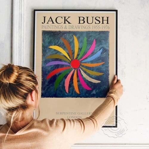 Jack Bush Rare Vintage British Exhibition Poster, Serpentine Gallery Lomdon Abstract Expressionist Lithograph Art Wall Picture