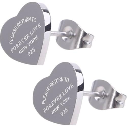 Stainless Steel Love Forever Heart Stud Earrings Gold Plating Earrings Jewelry