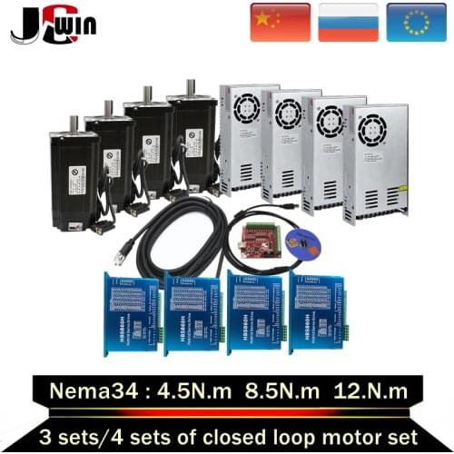 Ru / EU stock! nema34 closed loop motor Kit: 12N 8.5N 4.5N Hybrid servo Motor with Driver HBS860H/HBS86H+MACH3 board