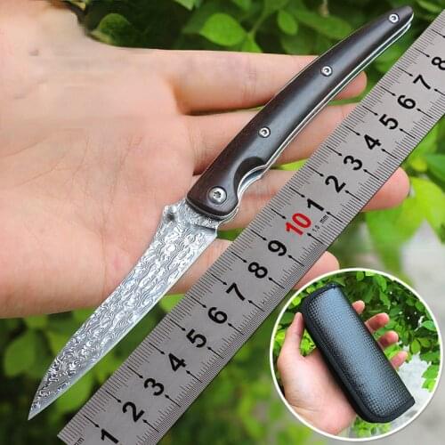 Homir Damascus steel folding knife ebony handle EDC tactical knife camping knife collection knife survival knife pocket knife