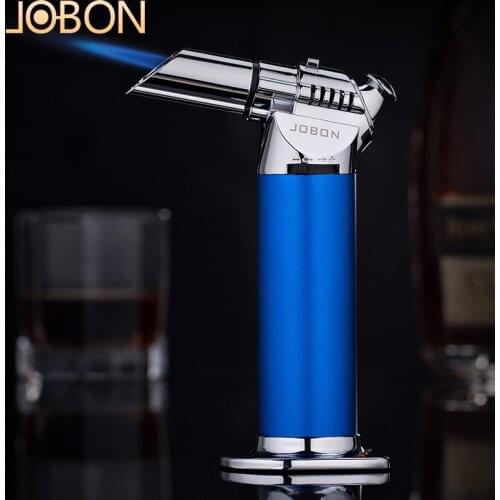 JOBON Outdoor Blue Flame Double Straight Cigar Metal Cigarette Inflatable Windproof Lighter