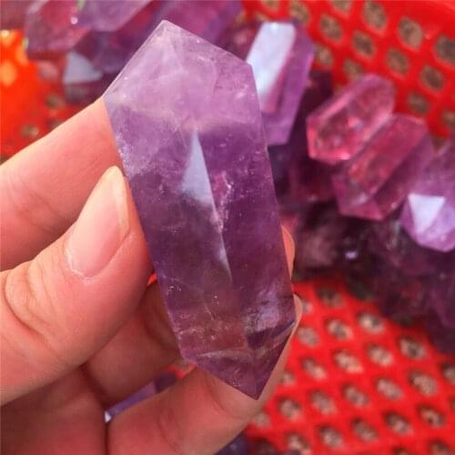 High Quality Natural Amethyst Purple Quartz Crystal Double Wand Points Healing