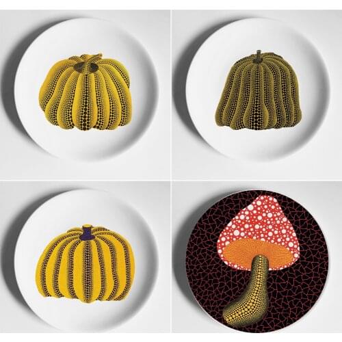 Japan Art Kusama Yayoi Pumpkin Plate Wall Decoration Hanging Plate Wall Plate Ceramic Decorative Plate Porcelain Plate