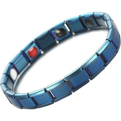 Womens Jewelry 9mm Wide Elastic Stretch Energy Magnetic Germanium Charm Bracelet Health Fashion Stainless Steel Best Gifts ST1