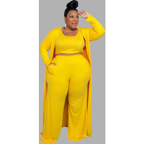 Three Pieces 5xl Plus Size for Women Urban Temperament of Leisure Pure Color Add Cape Coat Pants Sets Wholesale Dropshipping