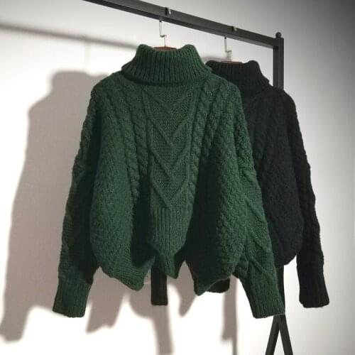 Women Sweaters Warm Turtleneck Pullover Twist Pull Jumpers Autumn 2020 Knitted Sweaters Thick Warm Christmas