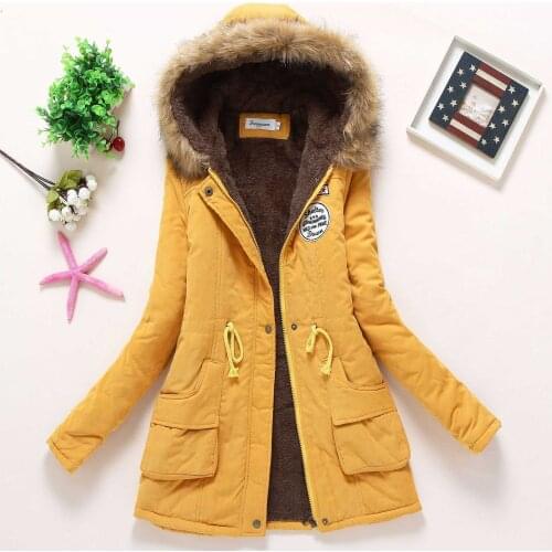 Winter coats female 2021 hooded warm fur woman down coats thick warm cotton women parkas solid color medium-long outwears s-3xl