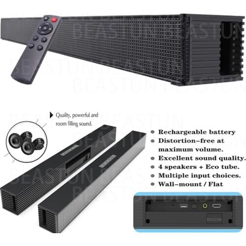40W Home Theater Soundbar Wireless Column Bluetooth Speaker Powerful 3D Surround Music Sound bar with Aux RCA TF for TV PC BS18