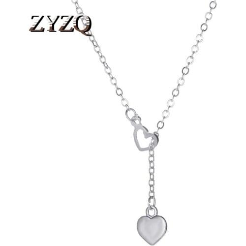 ZYZQ Simple Gold Color Love Heart Long Pendant Necklace Adjustable Chain Necklace For Women Wedding Jewelry Wholesale