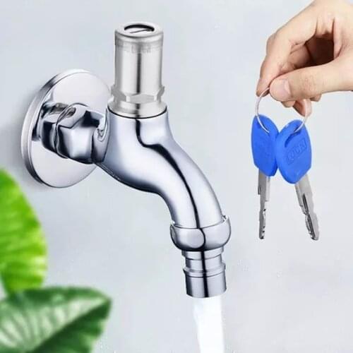 1Pc Anti-Theft 1/2\" Thread Alloy Sink Tap With Key Lock Outdoor Faucet Lockable Household Products