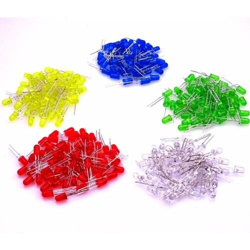 100pcs 5mm LED Diode Assorted Kit White Red Green Blue Yellow DIY LED Light