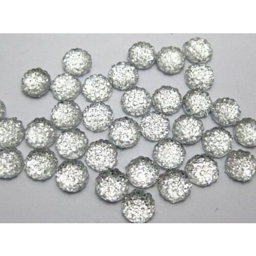500 Clear Acrylic Round Flatback Dotted Rhinestone Beads 8mm