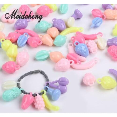 Acrylic Multiple Fruit Pendant Beads For Jewelry Making Spring Color Hanging Hole Childrens Necklace DIY Accessories