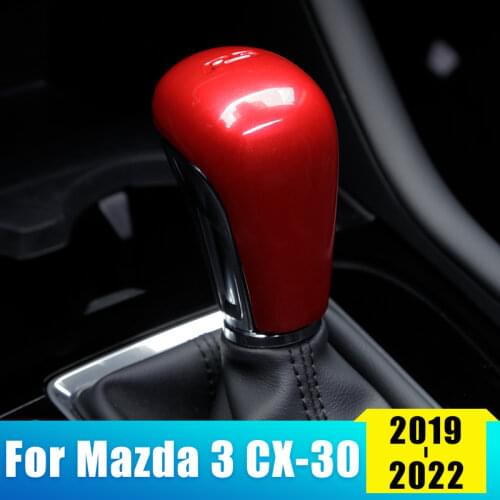 ABS Chrome Carbon fiber Car Gear Shift Knob Gear Head Cover Case For Mazda 3 Alexa 2019 2020 Trim Decoration Sticker Accessories