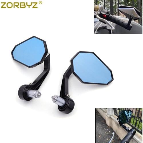 ZORBYZ Universal Black 7/8" 22mm CNC Aluminium Handle Bar End Rearview Side Mirror For Cafe Racer Chopper Bobber Custom