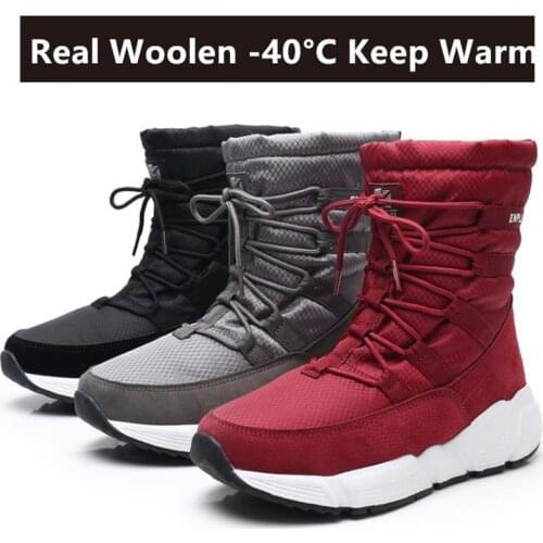New Winter Children Snow Boots 50% Real Wool Keep Warm Shoes Girls Mid-Calf Boots Big Kids Waterproof Boots Boy Sneakers 29-43