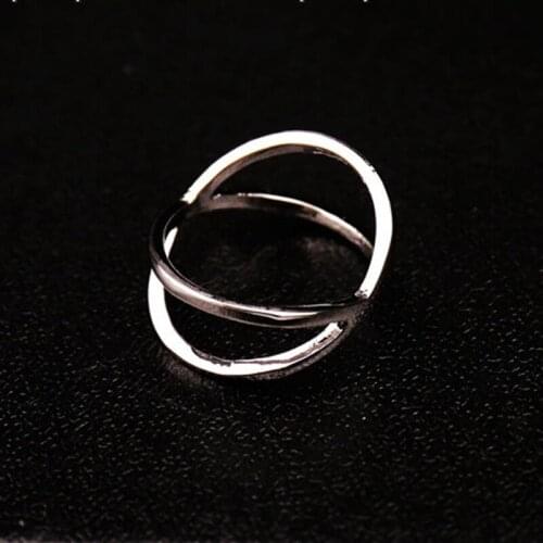 Double Circle Cross Knuckle Ring Golden Silver Plated Midi Rings for Women Fashion Jewelry