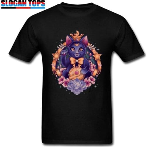 T-shirt Men Neco Maneki Moon T Shirt Print Lovely Cat Tshirt Woman Kawaii Clothes Japan Anime Style Clothes Faddish Streetwear