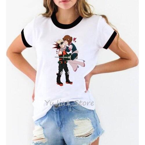 Kacchako Kiss T Shirt WomenS Clothing My Hero Academia Bakugou Boku No Hero Academia Tshirt Femme Funny Anime Female T-Shirt