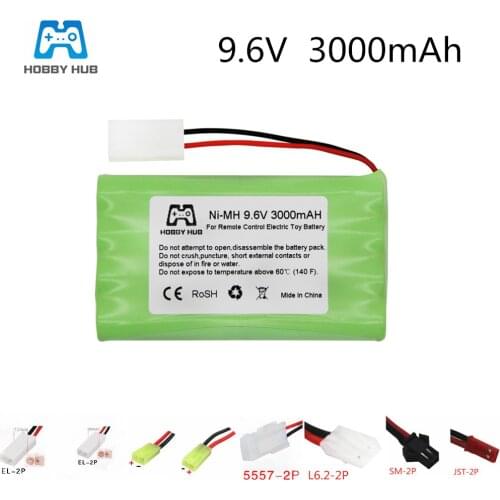 Hobby hub 9.6V NI-MH 3000mAh battery Plug battery Multiple plugs rechargeable 3000 mah nimh AA battery for rc car toy tools