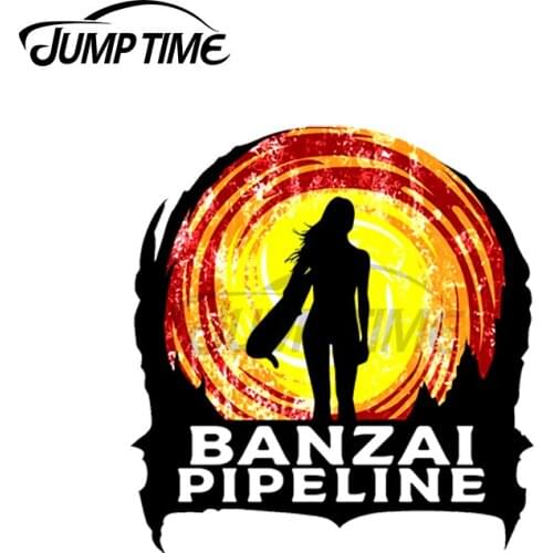 JumpTime 13 x 8.9cm For Banzai Pipeline Surfing North Shore Surf Oahu Hawaii Surfboard Car Stickers Windows Decal Waterproof