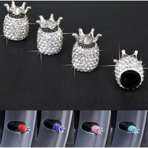 Car Wheels Tire Valve Caps Crown Bling Diamond Crystal Rhinestone Clay Abs air Leakproof Caps Wholesale Repair Kit