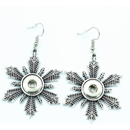 Fashion Snowflake pattern Drop earrings snap earrings fit 12MM snap buttons jewelry JA0069 Christmas