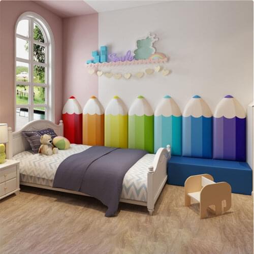 Soft pack wall stickers self-adhesive anti-collision wall surrounding childrens bedside pencil shape bedroom cartoon wallpaper