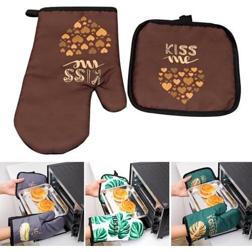 Cute Oven Mitts and Pot Holder Sets 2pcs Non-Slip Potholders Kitchen Heat Resistant Hot Pads for Women Cooking Gloves D1