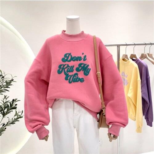 New style small fresh contrast color loose plus velvet thick pullover sweatshirt womens bottoming hoodies women hoodies women