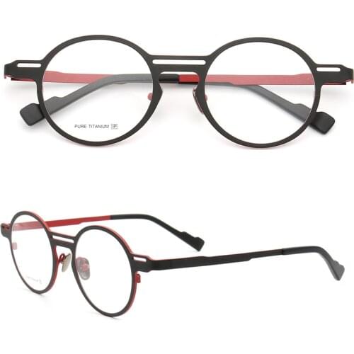 Women Round Premium Pure Titanium glasses frame for men Retro eyeglasses frames Fashion DoubleBridge High quality eyeglass frame