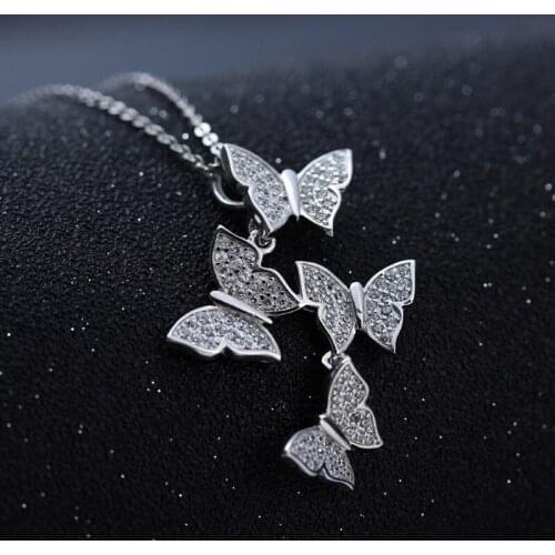 Elegant Style Collarbone Chain For Women Four Butterfly Micro Cubic Zirconia White Gold Color Necklace Fashion Jewelry KBN492
