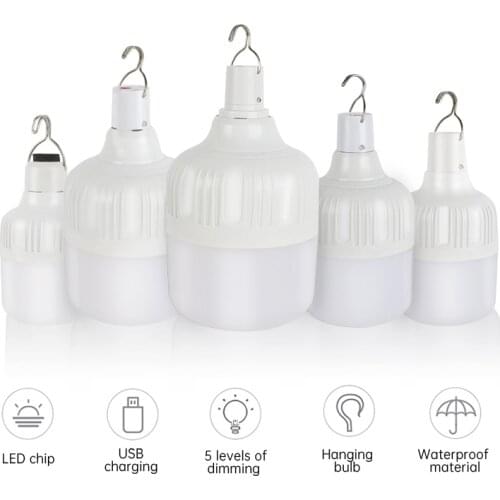 Portable LED Hanging Night Light Bulb Rechargeable Dimmable Emergency Lights Outdoor Garden Camping LED Light 5 Model