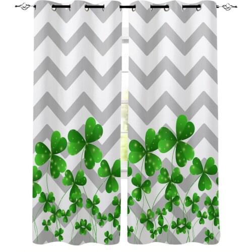Clover Gray Ripple Geometric Background Window Curtains Home Decor Bedroom Kitchen Items Drapes Curtains for Living Room