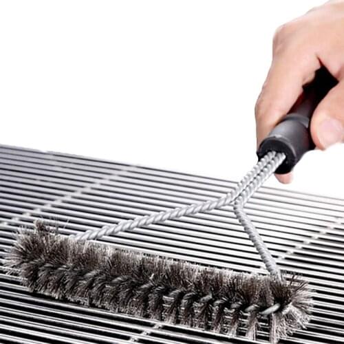 Kitchen BBQ Accessories Grill Cleaning Brush Stainless Steel Barbecue Triangle Clean Bristles Gadgets Stains Grease Cleaner Tool