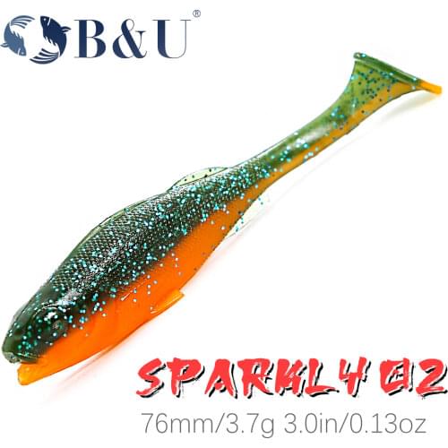 B&U 76mm Soft Lures For Fishing Artificial Baits Lure leurre shad silicone Bait T Tail Wobblers