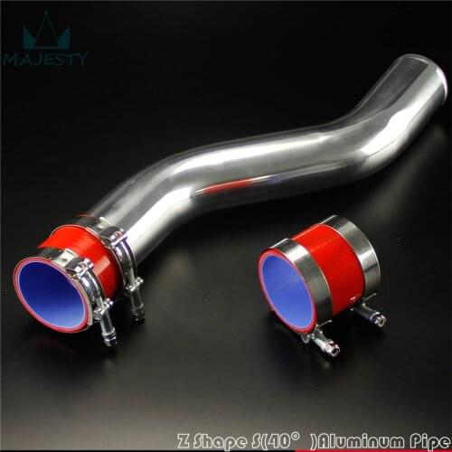 Silicone hose + clamps +76 mm 3" Z / S Shape Aluminum Turbo Intercooler Pipe RED
