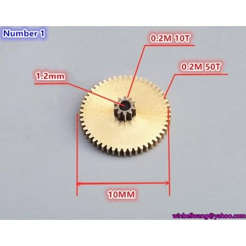 Brand new 0.2M 10T 50T duplex copper gear 0.2 modulus OD 2.4mm 10.4mm gear