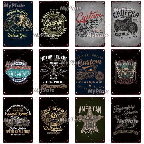 Custom Motorcycle Vintage Metal Sign Tin Sign Vintage Decoration Man Cave Plaque Home Wall Decor Club Sign Home Decor Poster